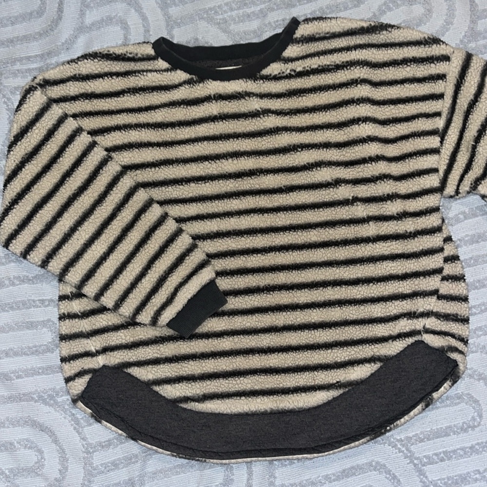 striped sherpa crewneck